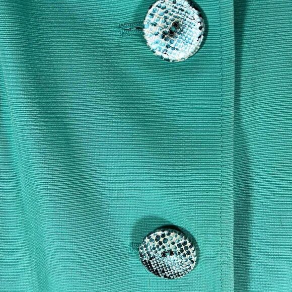Anthracite Women’s Fully Lined Lightweight Coat w/Snakeskin Buttons. Turquoise. - Picture 4 of 12